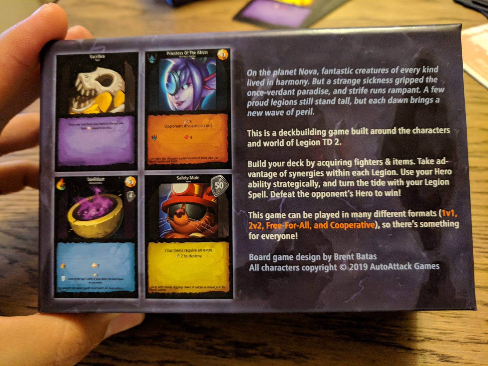 Back of the Legion box, with fighter cards and the game description