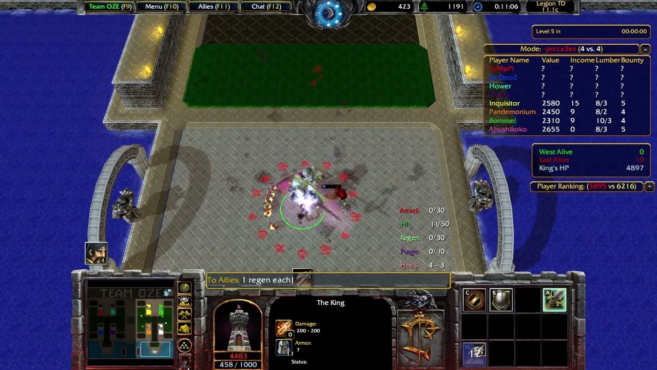 Warcraft 3 Legion TD, a fight at the king